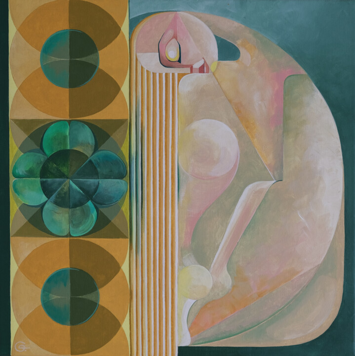 Painting titled "Ornament - Luck" by Tetiana Gryshchenko, Original Artwork, Acrylic Mounted on Wood Stretcher frame