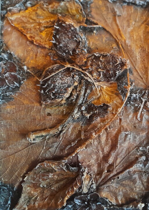 Malarstwo zatytułowany „Golden Brown” autorstwa Anastynuit, Oryginalna praca, Kolaże Zamontowany na Karton