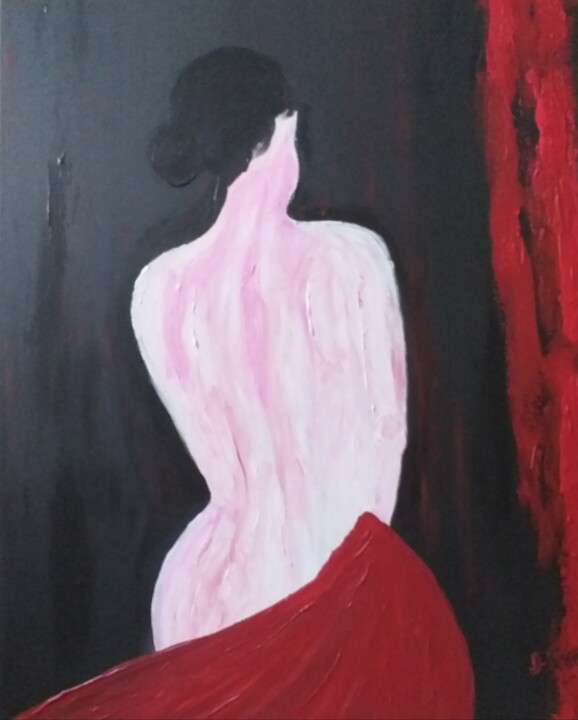 Dos nu au drap rouge 绘画, 31.9x23.6 in
