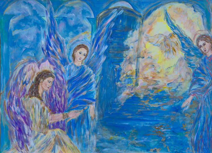 Painting titled "Throne of Glory – M…" by Inessa Lightart, Original Artwork, Acrylic Mounted on Other rigid panel