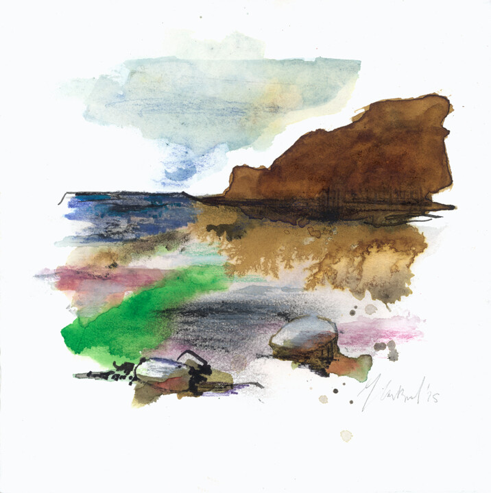 Drawing titled "The cliffs of Etret…" by Isabelle Van Brussel, Original Artwork, Watercolor