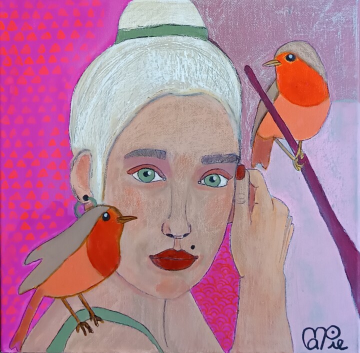 Pretty little birds 绘画, 11.8x11.8 in