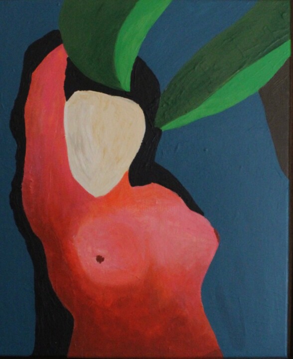 Femme sous le palmier 绘画, 17.3x15 in
