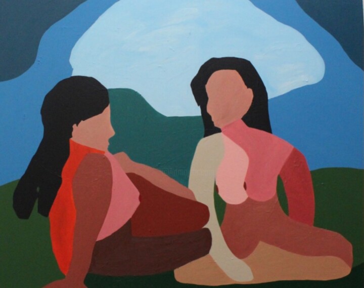 Femmes sur l'herbe 绘画, 31.5x39.4 in