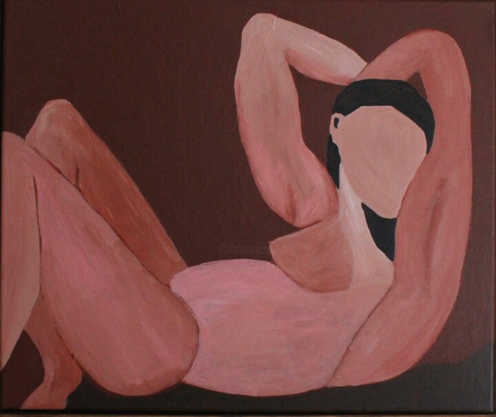 Femme sur le dos 绘画, 17.7x21.7 in