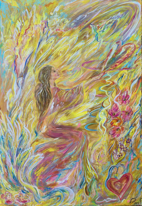 Painting titled "Blessing of the Hea…" by Inessa Lightart, Original Artwork, Acrylic Mounted on Other rigid panel