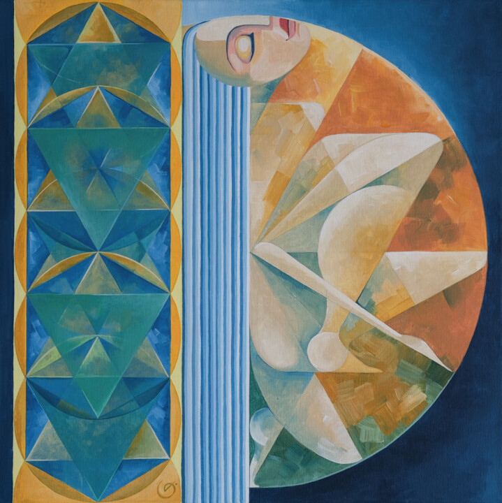 Painting titled "Ornament - Time" by Tetiana Gryshchenko, Original Artwork, Acrylic Mounted on Wood Stretcher frame