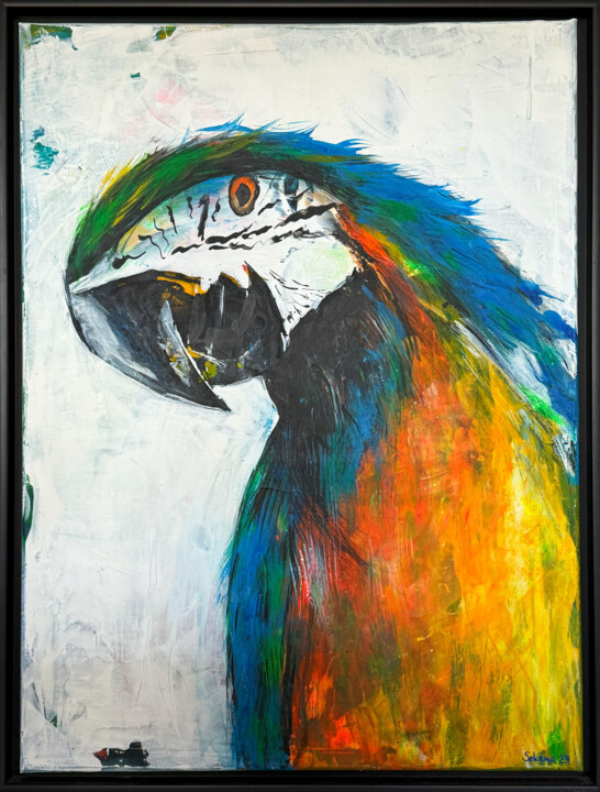 Die Farbenpracht der Federn 绘画, 31.5x23.6 in