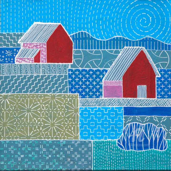 Landscape in Sachiko style 2 Schilderij, 11,8x11,8 in
