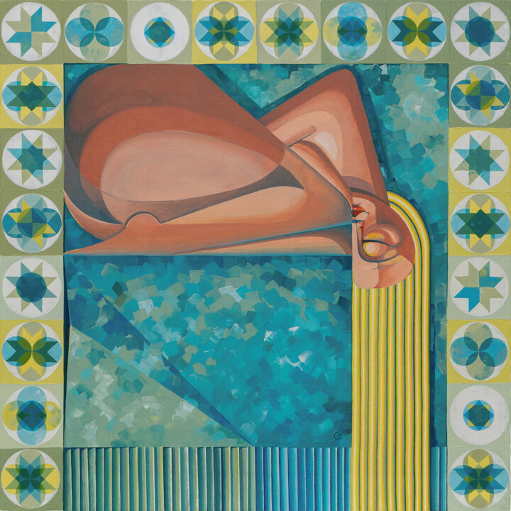 Painting titled "The Girl in Cultur…" by Tetiana Gryshchenko, Original Artwork, Acrylic Mounted on Wood Stretcher frame