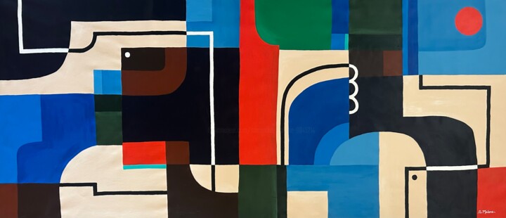 Geometric Playground Pintura, 34,7x78,7 in