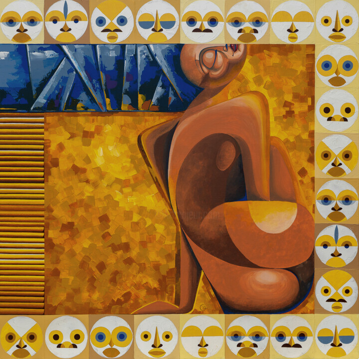 Painting titled "The Girl in Cultura…" by Tetiana Gryshchenko, Original Artwork, Acrylic Mounted on Wood Stretcher frame
