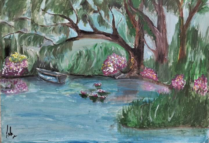 "The Secret of the Silent Lake" 绘画, 13.8x19.7 in