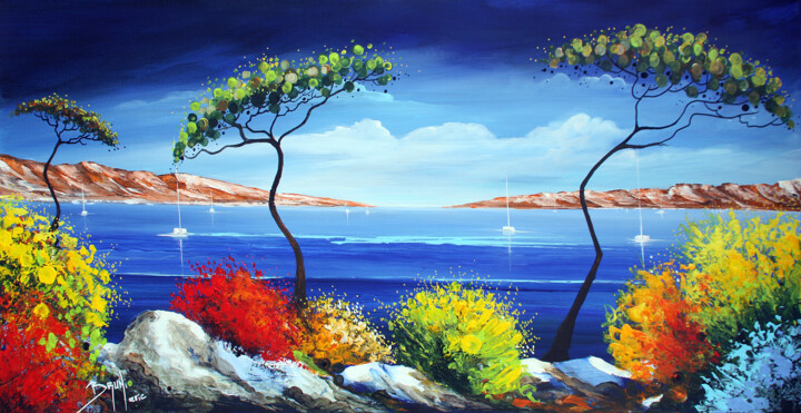 Electric Seaside 绘画, 19.7x39.4 in