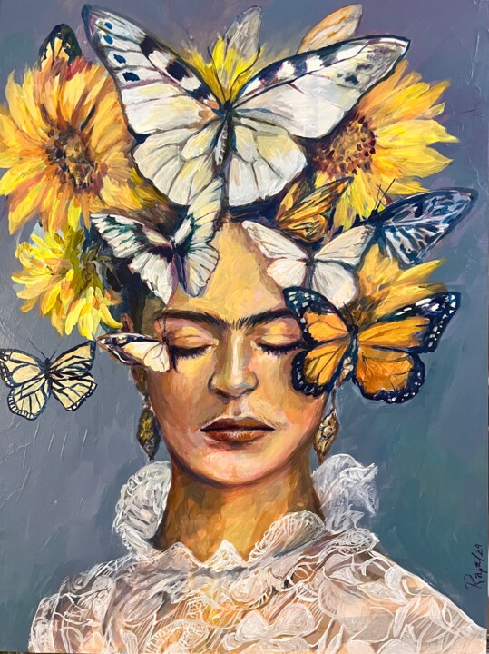 Painting titled "“Frida”" by Rafa Padilla, Original Artwork, Acrylic