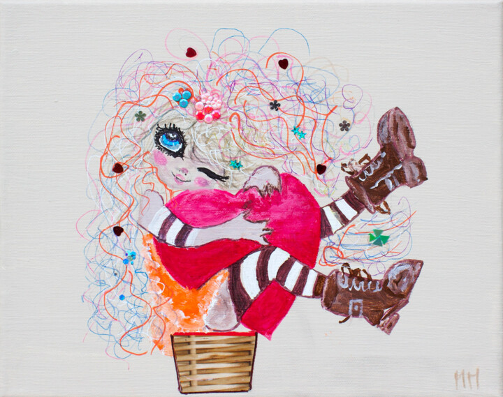 Mon coeur 绘画, 7.9x7.9 in