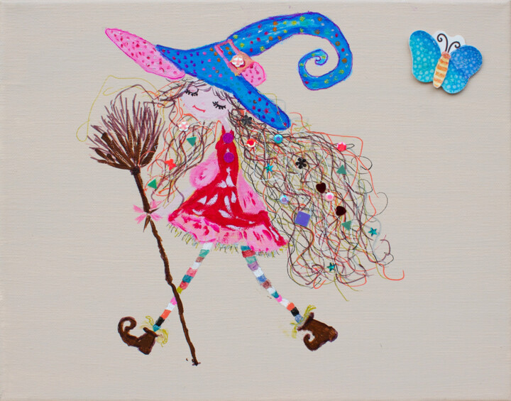 La petite fille sorcière 绘画, 7.9x7.9 in