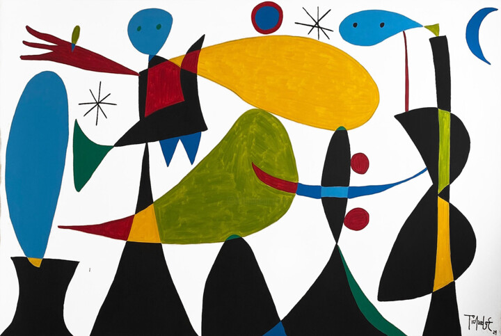 Pintura titulada "Bailarina y chelista" por Enrique Pichardo, Obra de arte original, Acrílico