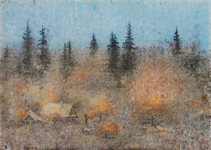 Farm and horse Schilderij, 12,2x17,3 in