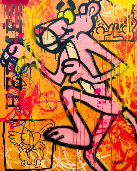 Pink Panther x Hermes x Keith Haring Painting, 39.4x31.5 in