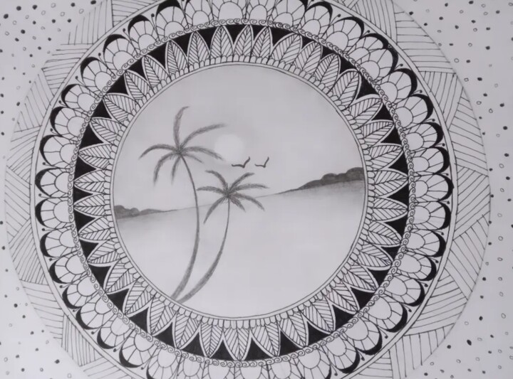 Mandala Art sketch made by MyGalleryArtist ✍️ Drawing, 15.8x15.8 in
