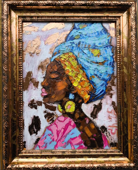 Black Woman Portrait African Queen Original American Female 绘画, 7.9x5.9 in