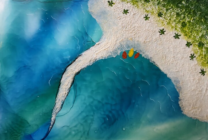 Malerei mit dem Titel "MALDIVES" von Elena Gozunova, Original-Kunstwerk, Tinte