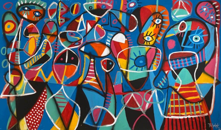 Pintura titulada "Improvisación en az…" por Enrique Pichardo, Obra de arte original, Acrílico