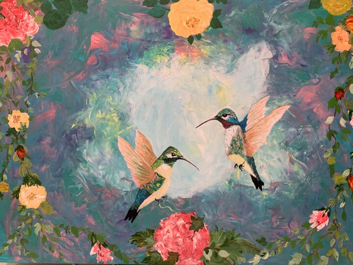 Paradiso dei colibrì 绘画, 27.6x39.4 in