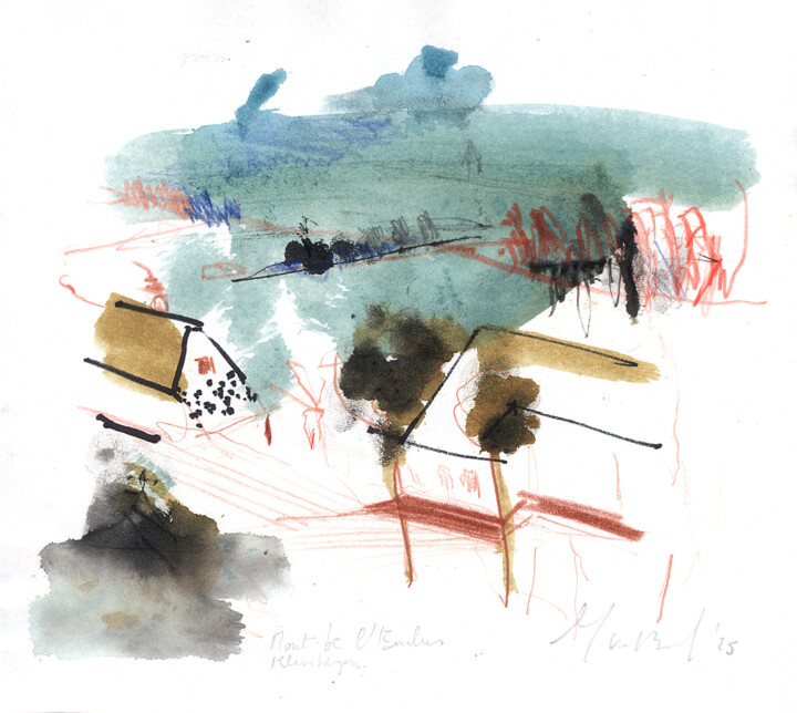 Drawing titled "Mont de l'Enclus -…" by Isabelle Van Brussel, Original Artwork, Ink