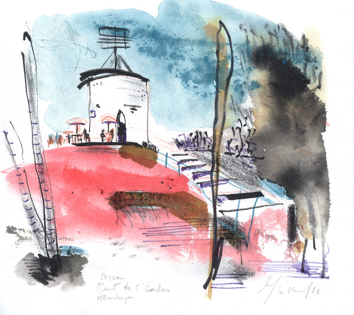 Drawing titled "Mont-de-l'Enclus -…" by Isabelle Van Brussel, Original Artwork, Ink