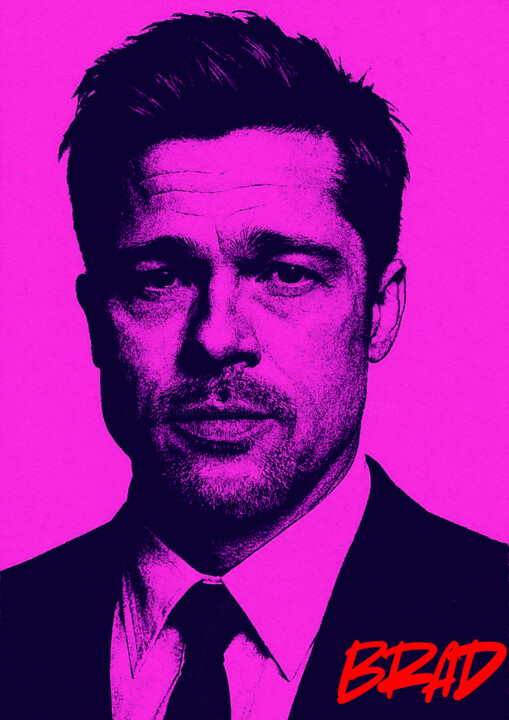 Affiche Brad Pitt 数字艺术, 16.5x11.7 in