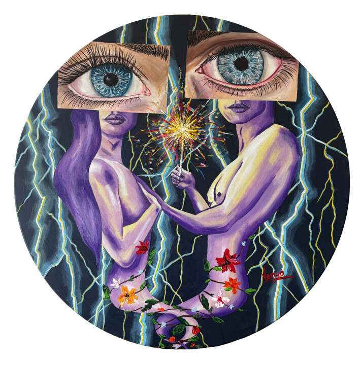 Painting titled "Три дня. Случайност…" by Iana Venedchuk, Original Artwork, Acrylic Mounted on Wood Panel