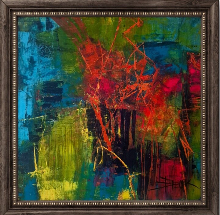 Painting titled "CHARADE V" by Sonja Brzak, Original Artwork, Acrylic Mounted on Wood Stretcher frame