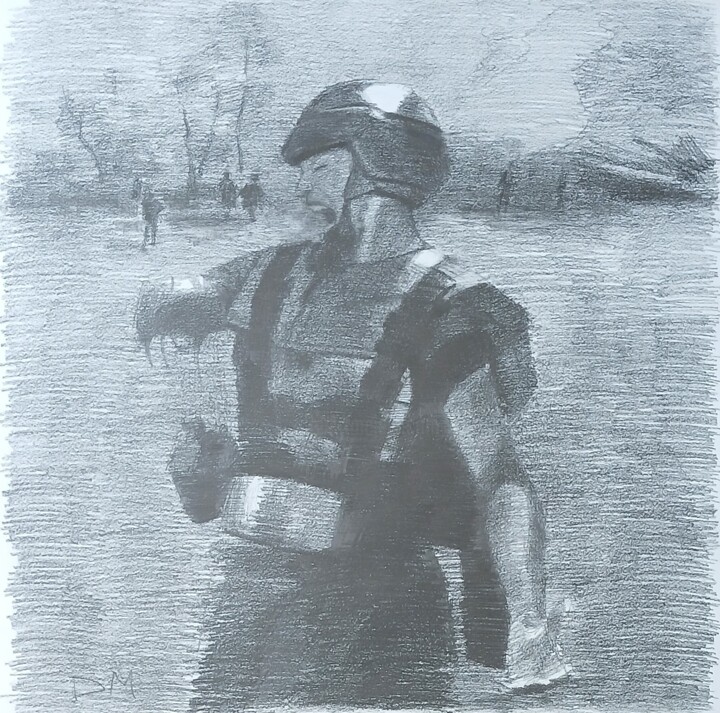 Drawing titled "Starship trooper sk…" by Déryck Maindron, Original Artwork, Graphite