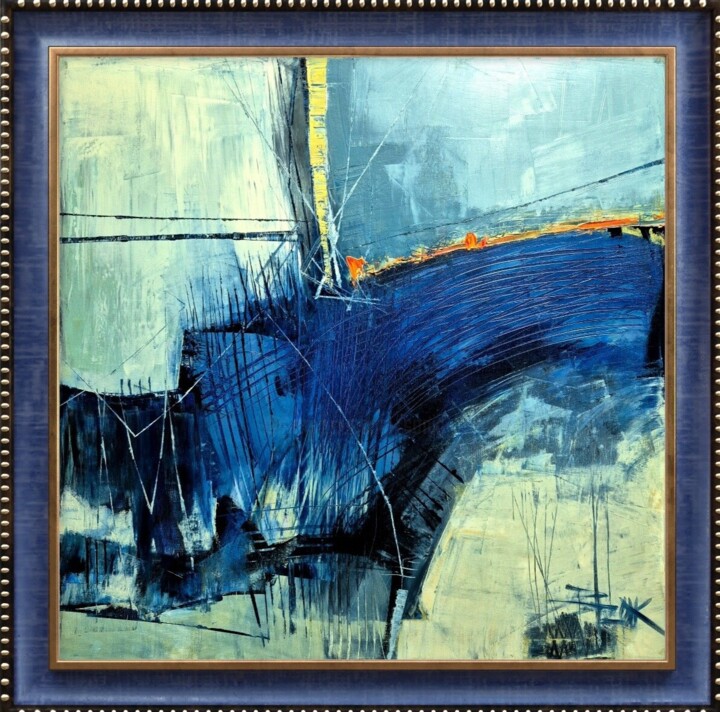 Painting titled "HORIZON II" by Sonja Brzak, Original Artwork, Oil Mounted on Wood Stretcher frame