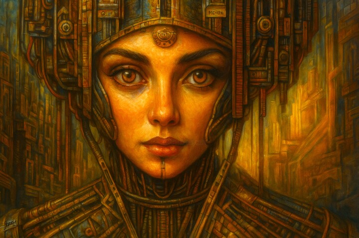 Cyborg Space Pilot Schilderij, 14,2x21,3 in