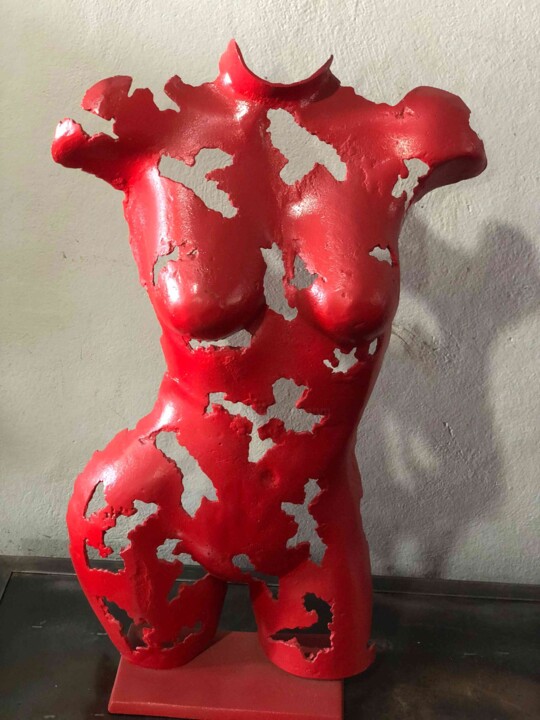 Steel Wall Sculpture | Female Torso Mannequin | Metallic Hue 雕塑, 27.6x15 in