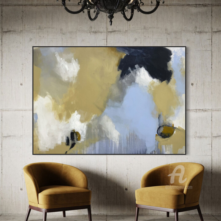 Painting titled "Strictly Denim" by Cheryl Harrison, Original Artwork, Acrylic