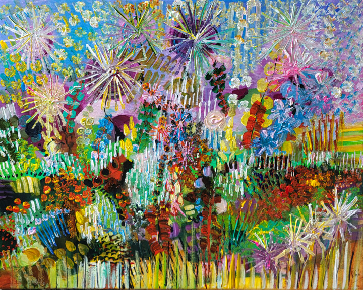 Un paysage bon comme un thé aux fleurs 绘画, 15.8x19.7 in
