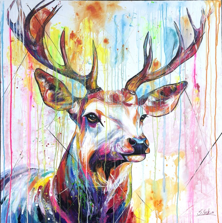 绘画 标题为“white deer” 由Sabrina Seck, 原创艺术品, 丙烯