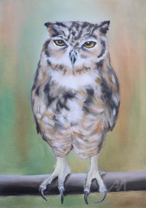 Oil painting: OWL 绘画, 13.8x9.8 in