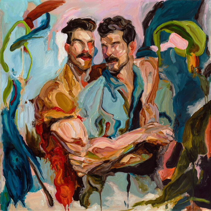 In Each Other’s Arms 绘画, 39.4x39.4 in