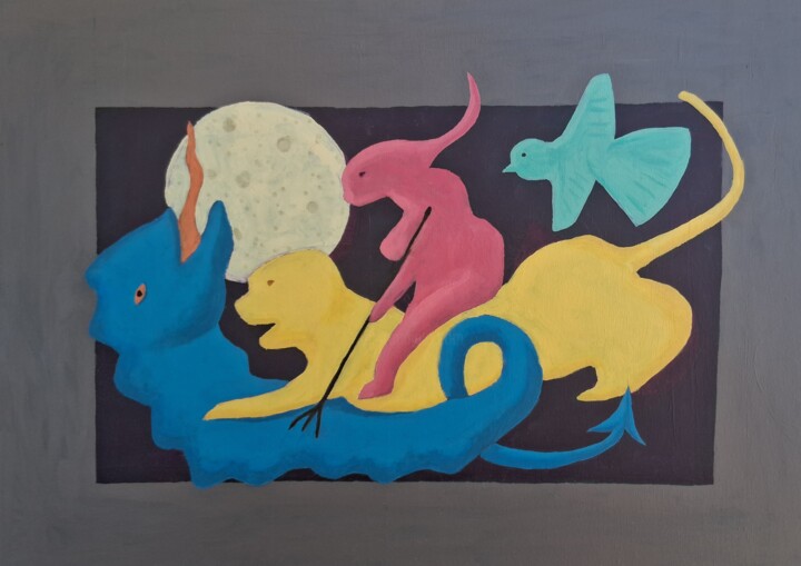 Fighting the Dragon 绘画, 19.7x27.6 in