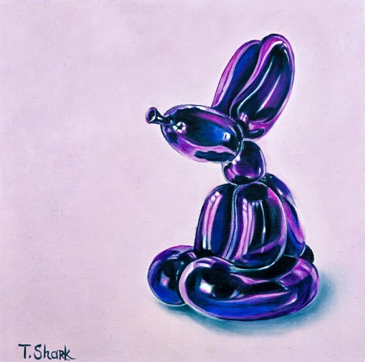 Glass ballon Dog #5 绘画, 7.9x7.9 in