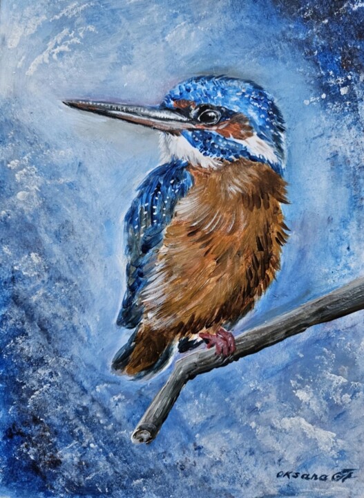 Eisvogel /Kingfisher 绘画, 11.6x8.3 in