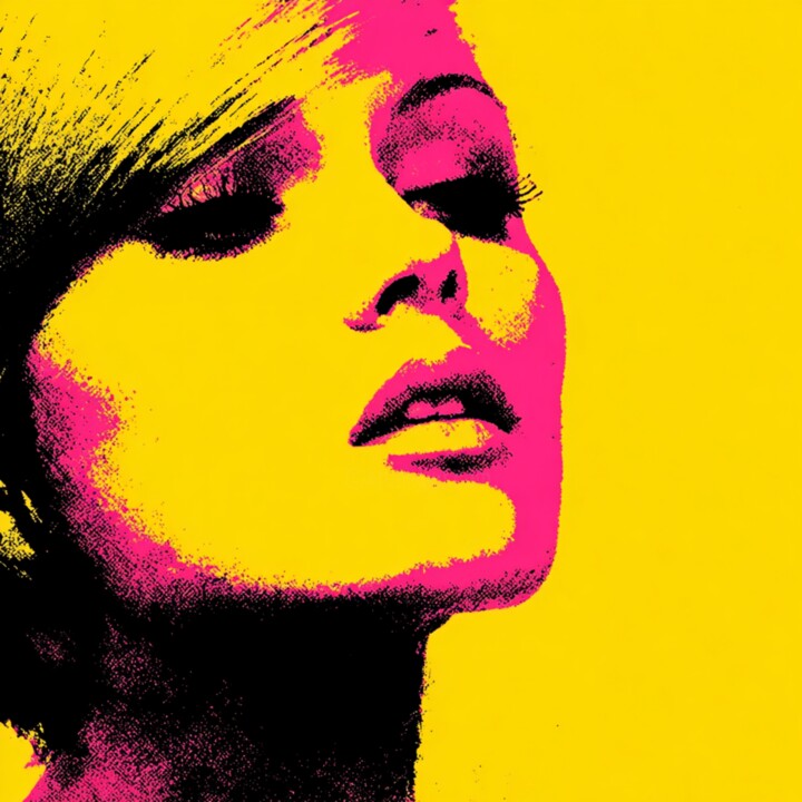 Painting titled "PINK YELLOW WOMAN" by Claudia Sauter (Poptonicart), Original Artwork, Acrylic