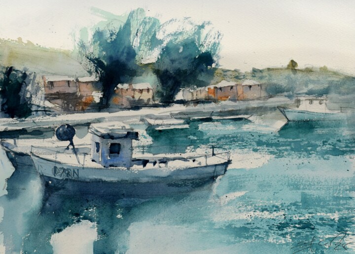 "Adriatic entries" başlıklı Tablo Goran Žigolić (watercolors) tarafından, Orijinal sanat, Suluboya