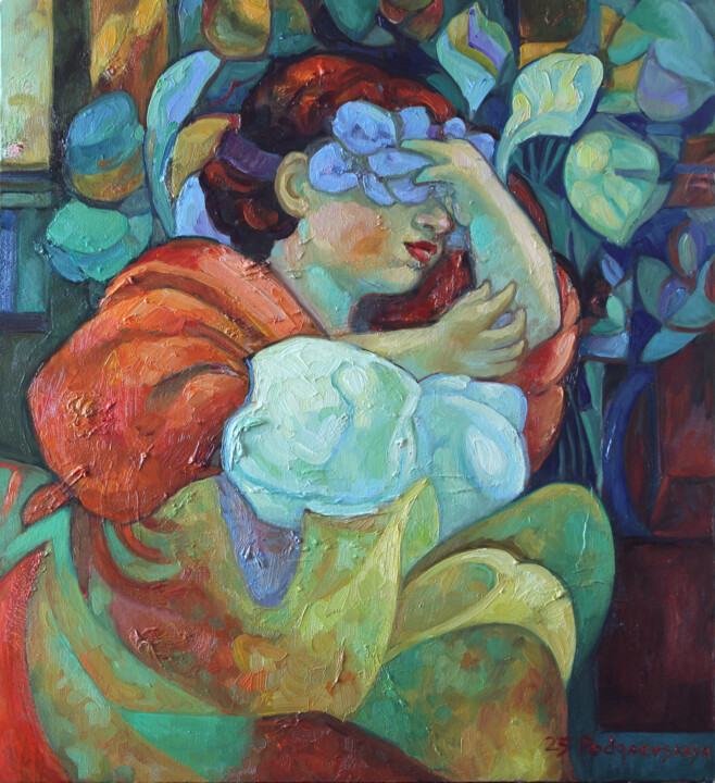 Blue flower 绘画, 23.6x21.7 in