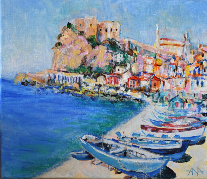 Śródziemnomorskie marzenia - Reggio di Calabria 绘画, 11.8x13.8 in